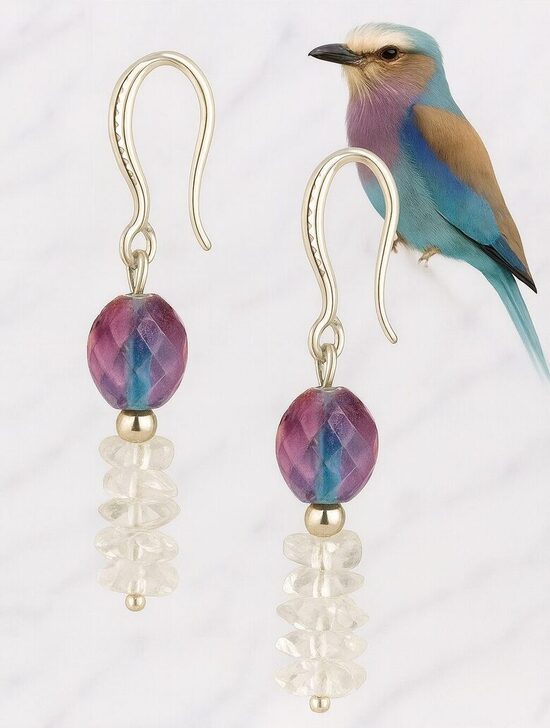 Dabīgo pērļu auskari "Savannas spārni"